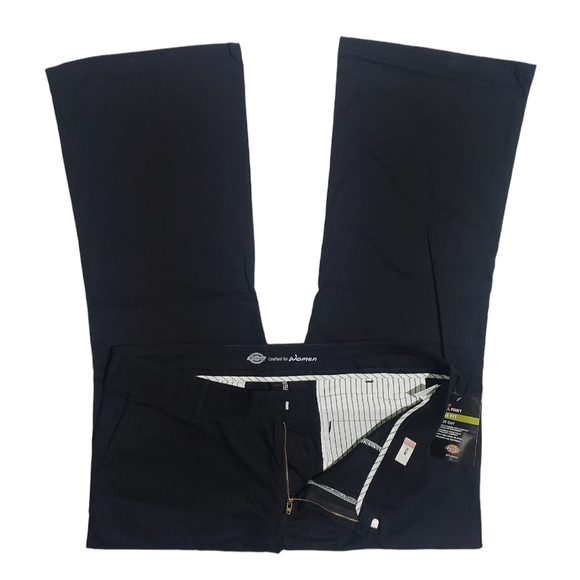 Dickies Womens FLEX Slim Fit Bootcut Twill Pants Black 18short NWT - Picture 3 of 8